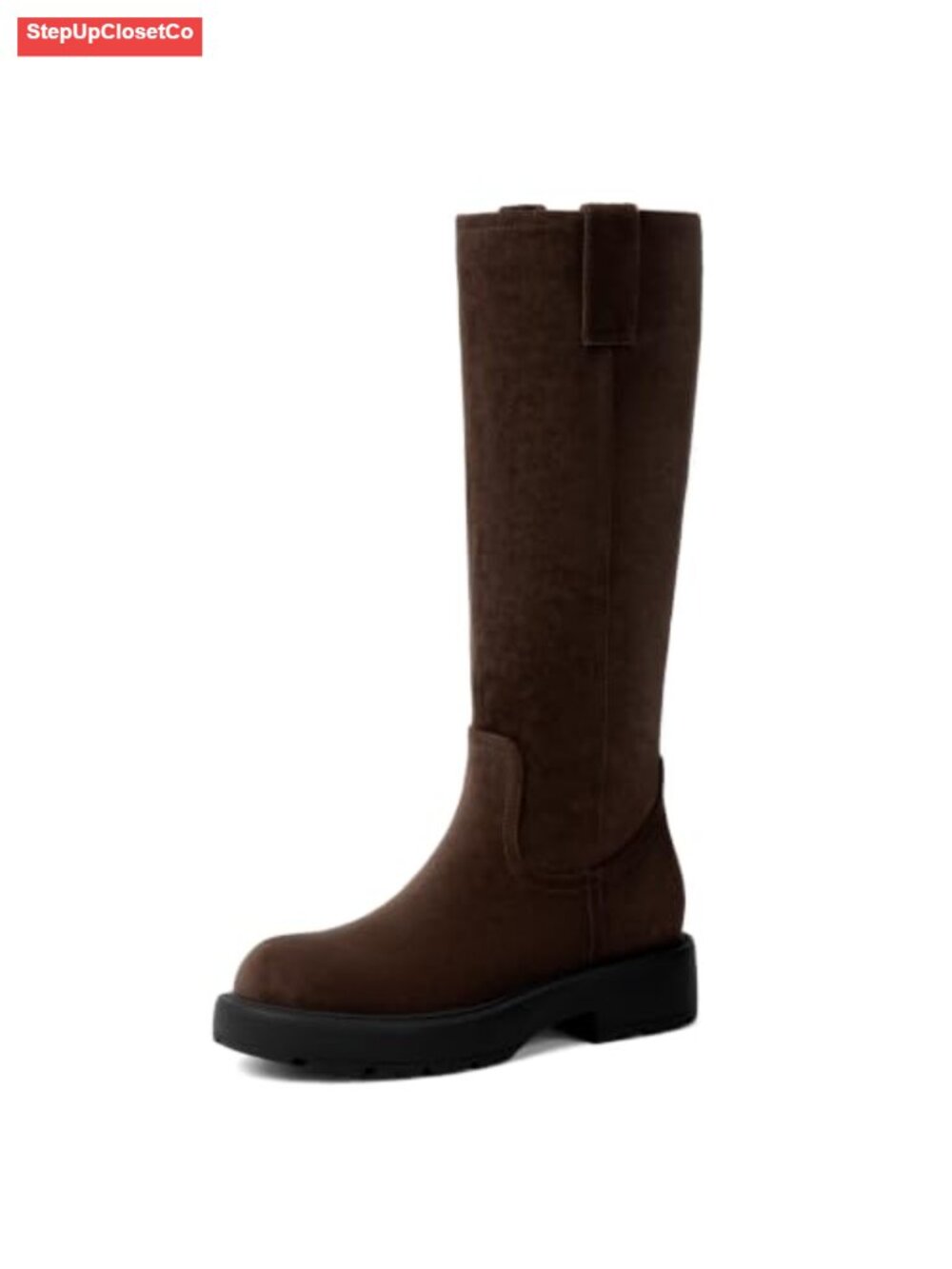 Women's Knee High Boots Round Toe Low Heel Faux Suede Riding Tall Boots